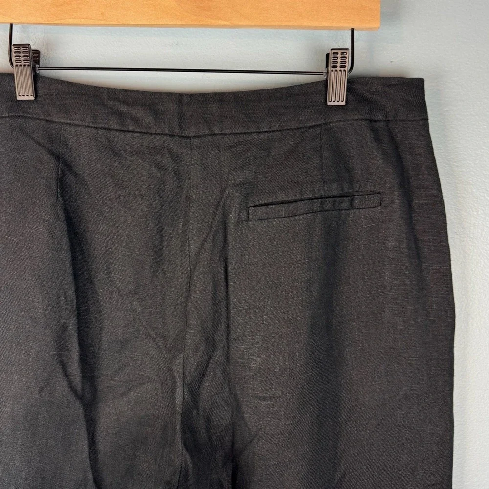 Banana Republic High Rise Slim Ankle Trousers Women 12 Black Linen Tapered Pants